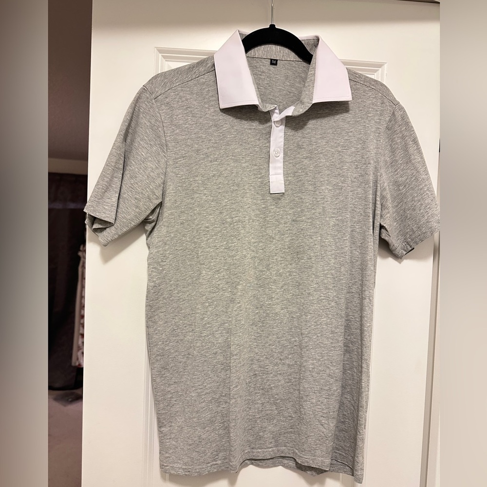 State & Liberty Grey Contrast Collar Polo - Size Medium